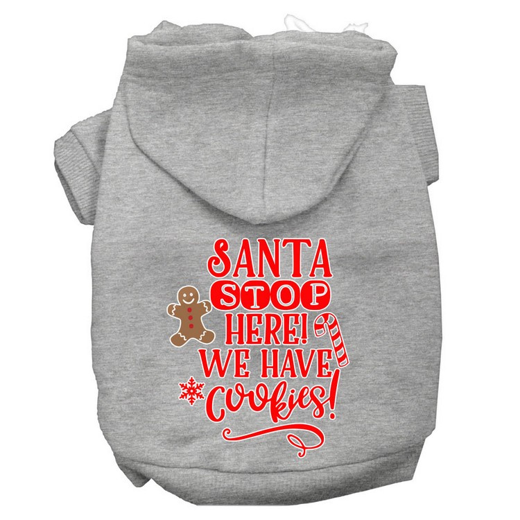 Santa, We Have Cookies Screen Print Dog Hoodie Grey XS